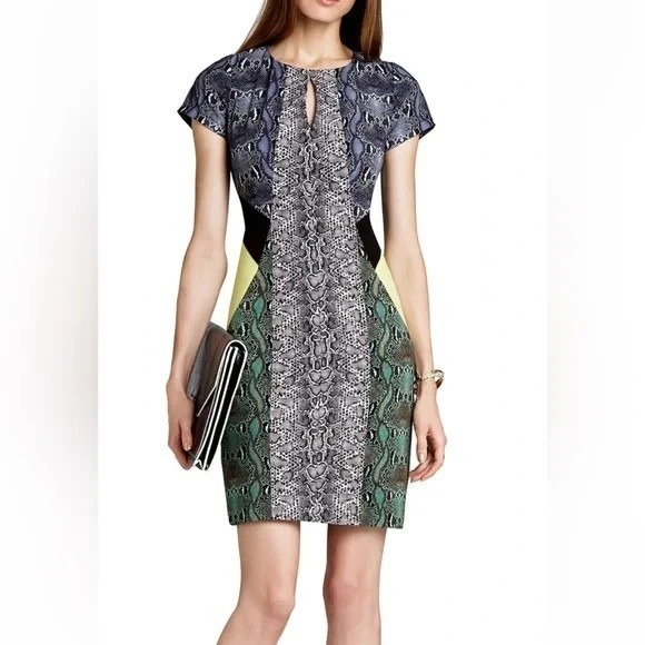 BCBGMaxAzria Sz XS Chloe Dress Snakeskin Sheath Sexy Bodycon Edgy‎ Club - Picture 11 of 16